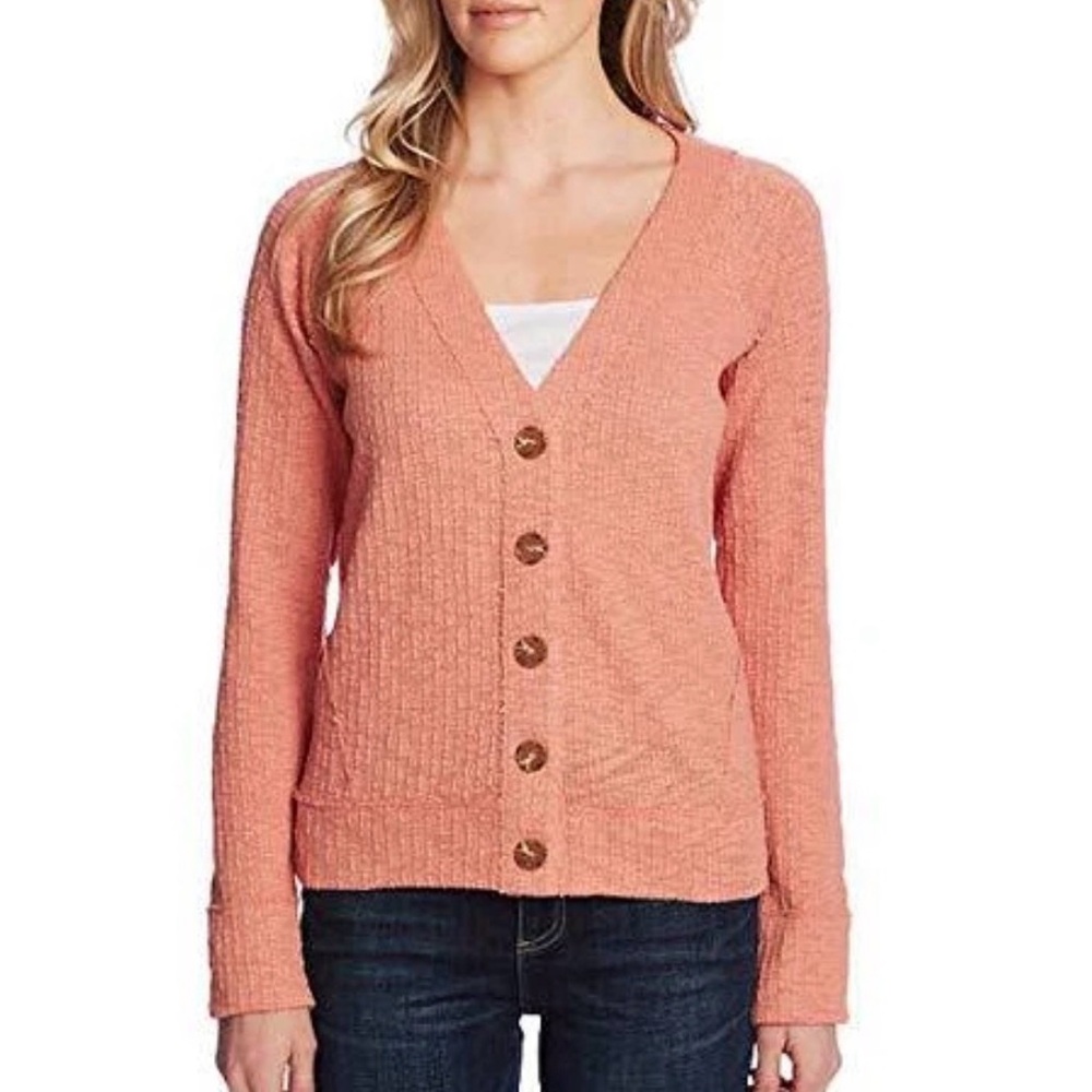Vince Camuto Peach Button-Up Cardigan